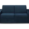Canapé 4 Places Convertible Express En Velours CALITO - Bleu Nuit - Couchage Lattes Larges 160 Cm - Matelas 22 Cm Avec Mémoire De Forme DUNLOPILLO