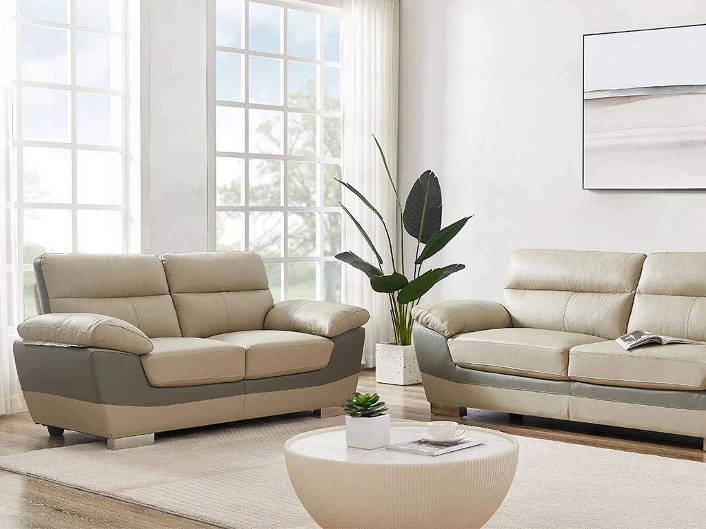 Canapé 2 Places En Cuir FRANCESCA - Taupe 1 Canapé 2 Places En Cuir FRANCESCA - Taupe