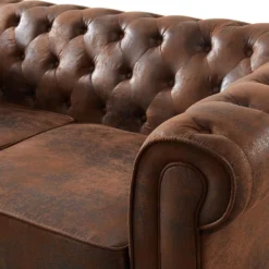 Canapé 2 Places CHESTERFIELD En Microfibre Aspect Cuir Vieilli -Promos Chesteris Boutique canape 479733