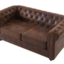 Canapé 2 Places CHESTERFIELD En Microfibre Aspect Cuir Vieilli -Promos Chesteris Boutique canape 479735
