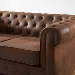 Canapé 2 Places CHESTERFIELD En Microfibre Aspect Cuir Vieilli -Promos Chesteris Boutique canape 479745