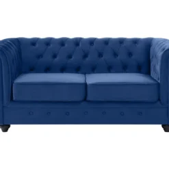 Canapé 2 Places CHESTERFIELD - Velours Bleu Roi -Promos Chesteris Boutique canape 479763