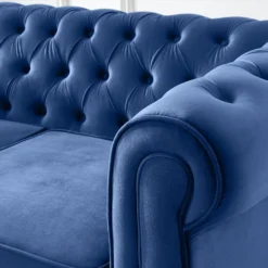 Canapé 2 Places CHESTERFIELD - Velours Bleu Roi -Promos Chesteris Boutique canape 479767