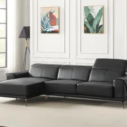 Canapé D'angle Gauche En Cuir De Buffle Noir ANDOR