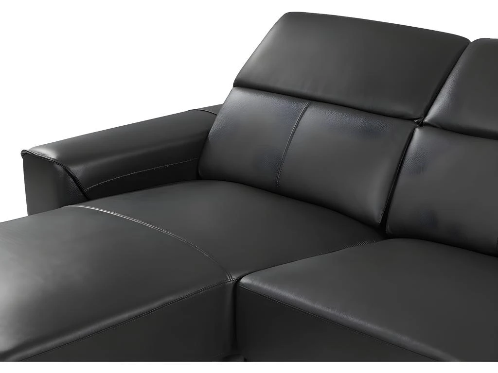 Canapé D'angle Gauche En Cuir De Buffle Noir ANDOR 11 Canapé D'angle Gauche En Cuir De Buffle Noir ANDOR – Image 11