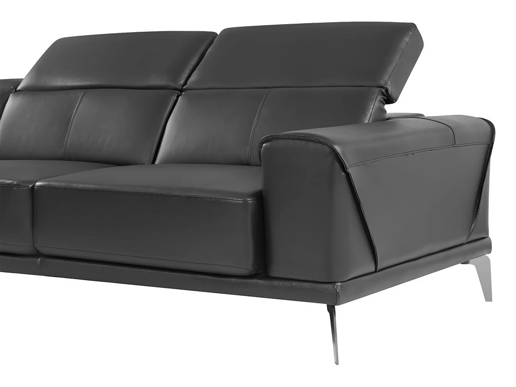 Canapé D'angle Gauche En Cuir De Buffle Noir ANDOR 10 Canapé D'angle Gauche En Cuir De Buffle Noir ANDOR – Image 10
