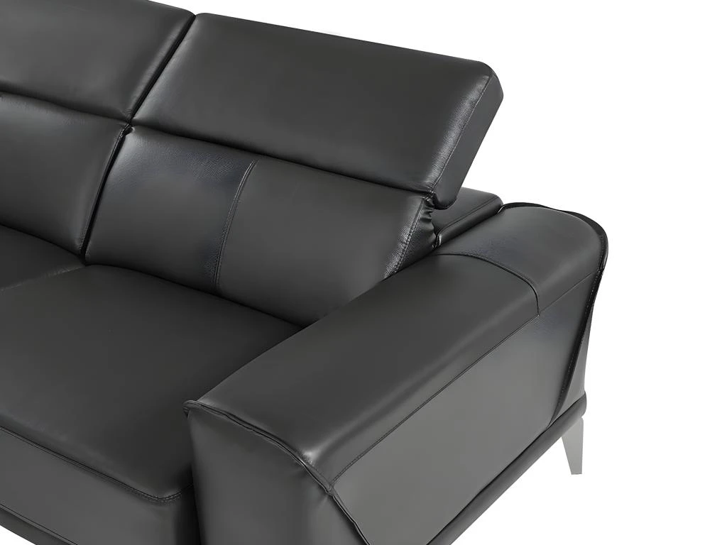 Canapé D'angle Gauche En Cuir De Buffle Noir ANDOR 9 Canapé D'angle Gauche En Cuir De Buffle Noir ANDOR – Image 9