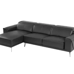 Canapé D'angle Gauche En Cuir De Buffle Noir ANDOR 19 Canapé D'angle Gauche En Cuir De Buffle Noir ANDOR -Promos Chesteris Boutique canape 481083