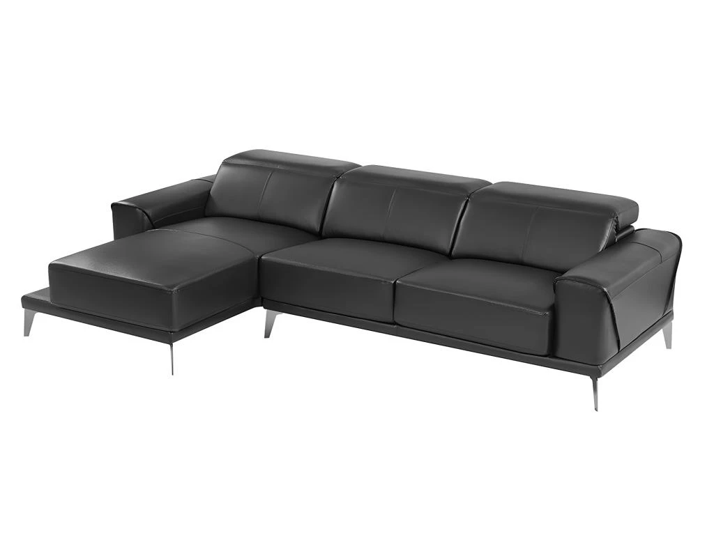 Canapé D'angle Gauche En Cuir De Buffle Noir ANDOR 8 Canapé D'angle Gauche En Cuir De Buffle Noir ANDOR – Image 8