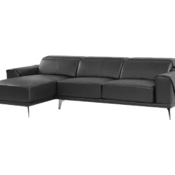 Canapé D'angle Gauche En Cuir De Buffle Noir ANDOR 18 Canapé D'angle Gauche En Cuir De Buffle Noir ANDOR -Promos Chesteris Boutique canape 481085
