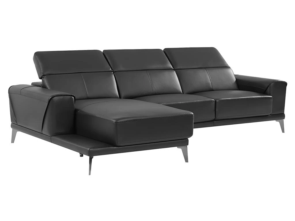 Canapé D'angle Gauche En Cuir De Buffle Noir ANDOR 6 Canapé D'angle Gauche En Cuir De Buffle Noir ANDOR – Image 6