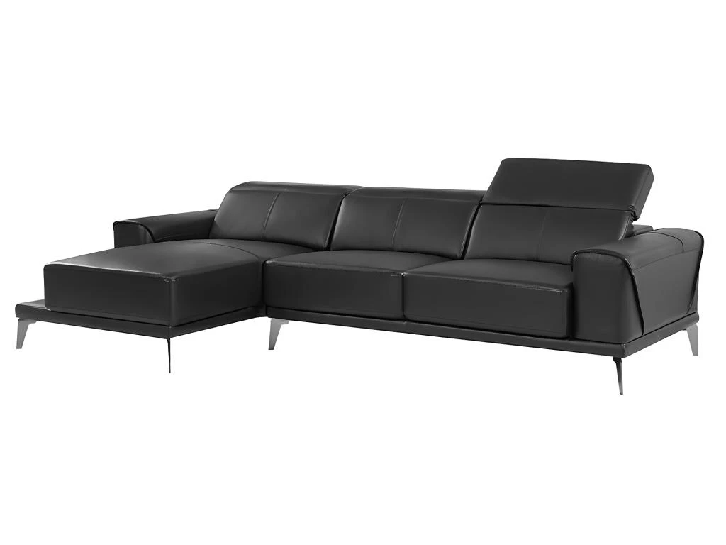 Canapé D'angle Gauche En Cuir De Buffle Noir ANDOR 4 Canapé D'angle Gauche En Cuir De Buffle Noir ANDOR – Image 4