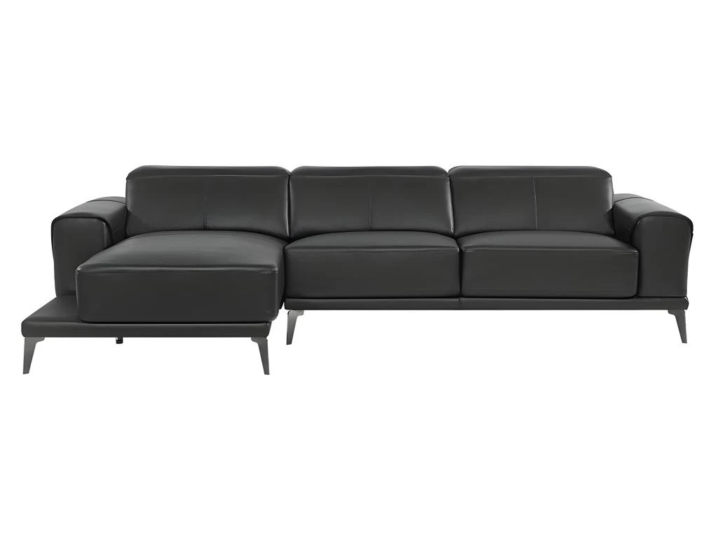 Canapé D'angle Gauche En Cuir De Buffle Noir ANDOR 3 Canapé D'angle Gauche En Cuir De Buffle Noir ANDOR – Image 3