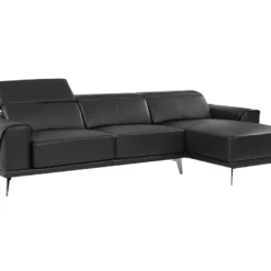 Canapé D'angle Droit En Cuir De Buffle Noir ANDOR -Promos Chesteris Boutique canape 481095