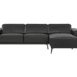 Canapé D'angle Droit En Cuir De Buffle Noir ANDOR -Promos Chesteris Boutique canape 481097