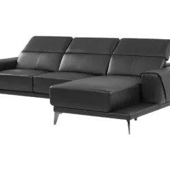 Canapé D'angle Droit En Cuir De Buffle Noir ANDOR -Promos Chesteris Boutique canape 481109