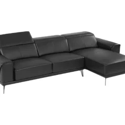 Canapé D'angle Droit En Cuir De Buffle Noir ANDOR -Promos Chesteris Boutique canape 481111