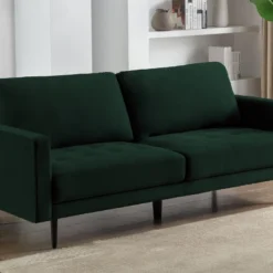 Canapé 3 Places En Velours Vert Sapin ESTELA