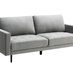 Canapé 3 Places En Velours Gris ESTELA -Promos Chesteris Boutique canape 4837551