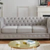 Canapé 3 Places CHESTERFIELD - Velours Gris Clair