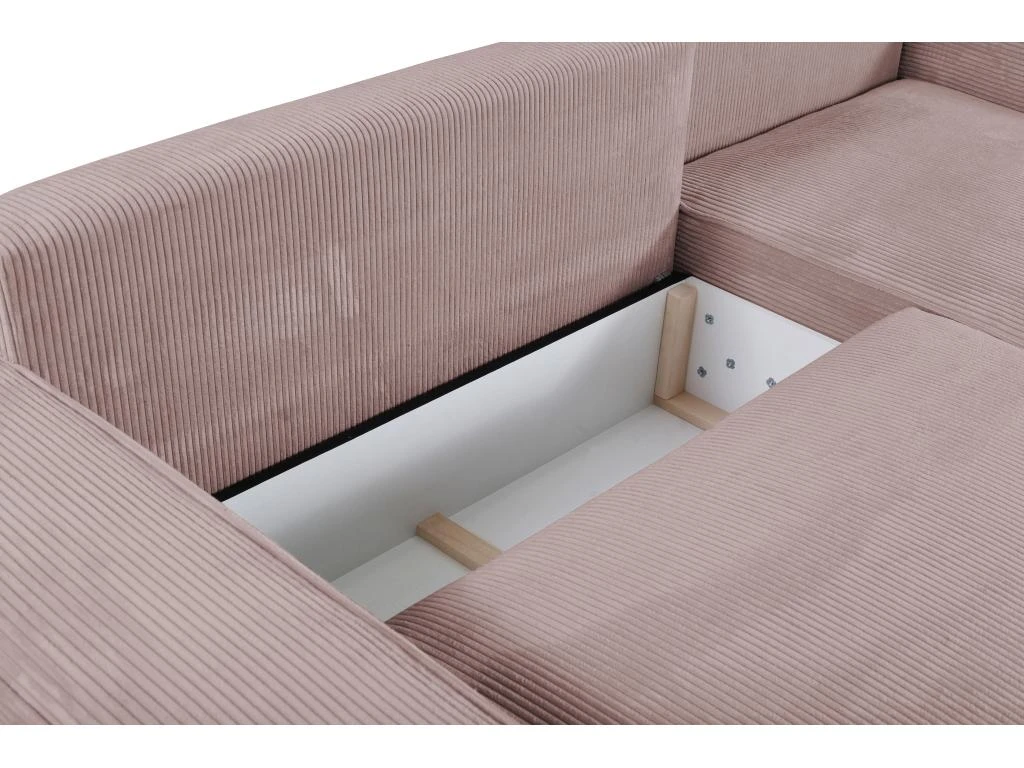 Canapé D'angle Convertible En Velours Côtelé Rose AMELIA De Pascal Morabito - Angle Droit 7 Canapé D'angle Convertible En Velours Côtelé Rose AMELIA De Pascal Morabito - Angle Droit – Image 7