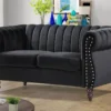 Canapé Chesterfield 2 Places En Velours Noir TRUMBO