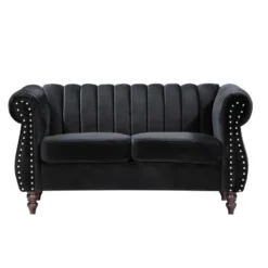 Canapé Chesterfield 2 Places En Velours Noir TRUMBO -Promos Chesteris Boutique canape 4879311