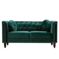 Canapé 2 Places En Velours Vert émeraude TURNER -Promos Chesteris Boutique canape 4879363