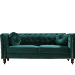 Canapé 3 Places En Velours Vert émeraude TURNER -Promos Chesteris Boutique canape 4879369