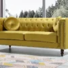 Canapé 3 Places En Velours Jaune Moutarde TURNER