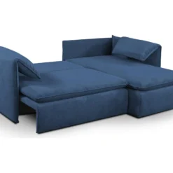 Canapé D'angle Convertible En Velours Côtelé Bleu Marine TEODORA De PASCAL MORABITO - Angle Droit -Promos Chesteris Boutique canape 487945