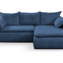 Canapé D'angle Convertible En Velours Côtelé Bleu Marine TEODORA De PASCAL MORABITO - Angle Droit -Promos Chesteris Boutique canape 487949