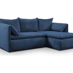 Canapé D'angle Convertible En Velours Côtelé Bleu Marine TEODORA De PASCAL MORABITO - Angle Droit -Promos Chesteris Boutique canape 487951