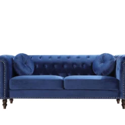 Canapé 3 Places En Velours Bleu Roi TURNER -Promos Chesteris Boutique canape 4879769