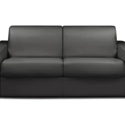 Canapé 3 Places Convertible Express En Simili CALITO - Noir - Couchage 140 Cm - Matelas 18 Cm