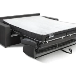 Canapé 3 Places Convertible Express En Simili CALITO - Noir - Couchage 140 Cm - Matelas 18 Cm Avec Mémoire De Forme DUNLOPILLO -Promos Chesteris Boutique canape 489153