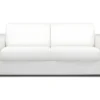 Canapé 4 Places Convertible Express En Simili CALITO - Blanc - Couchage 160 Cm - Matelas 18 Cm Avec Mémoire De Forme DUNLOPILLO
