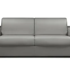 Canapé 4 Places Convertible Express En Simili CALITO - Gris - Couchage 160 Cm - Matelas 18 Cm Avec Mémoire De Forme DUNLOPILLO