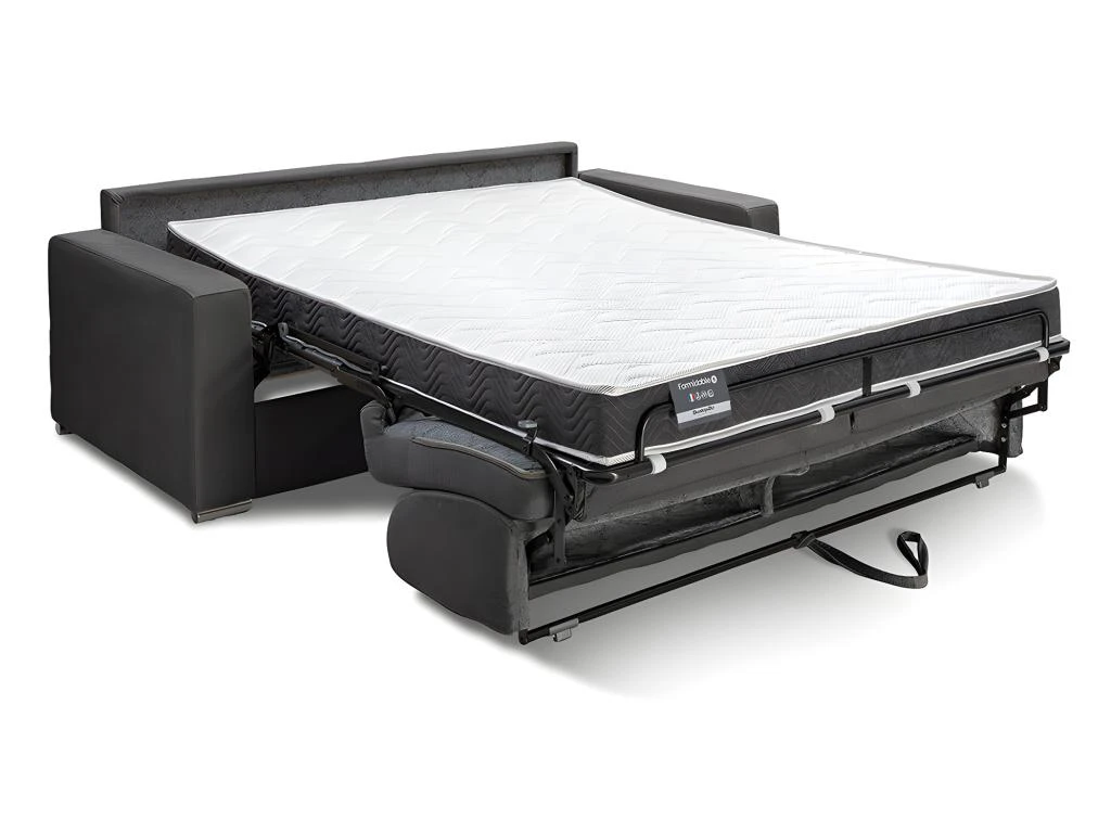 Canapé 3 Places Convertible Express En Simili CALITO - Blanc - Couchage Lattes Larges 140 Cm - Matelas 16 Cm Avec Mousse à Mémoire De Forme DUNLOPILLO 3 Canapé 3 Places Convertible Express En Simili CALITO - Blanc - Couchage Lattes Larges 140 Cm - Matelas 16 Cm Avec Mousse à Mémoire De Forme DUNLOPILLO – Image 3