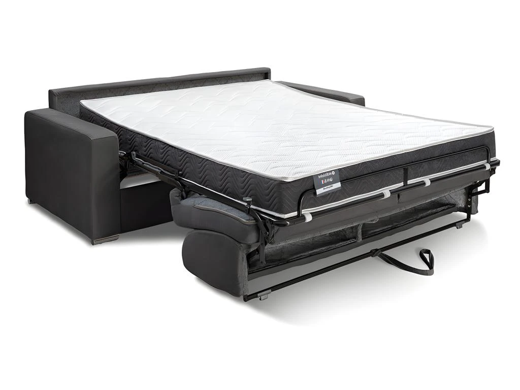 Canapé 3 Places Convertible Express En Simili CALITO - Blanc - Couchage Lattes Larges 140 Cm - Matelas 18 Cm Avec Mémoire De Forme DUNLOPILLO 2 Canapé 3 Places Convertible Express En Simili CALITO - Blanc - Couchage Lattes Larges 140 Cm - Matelas 18 Cm Avec Mémoire De Forme DUNLOPILLO – Image 2