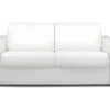 Canapé 3 Places Convertible Express En Simili CALITO - Blanc - Couchage Lattes Larges 140 Cm - Matelas 22 Cm Avec Mémoire De Forme DUNLOPILLO