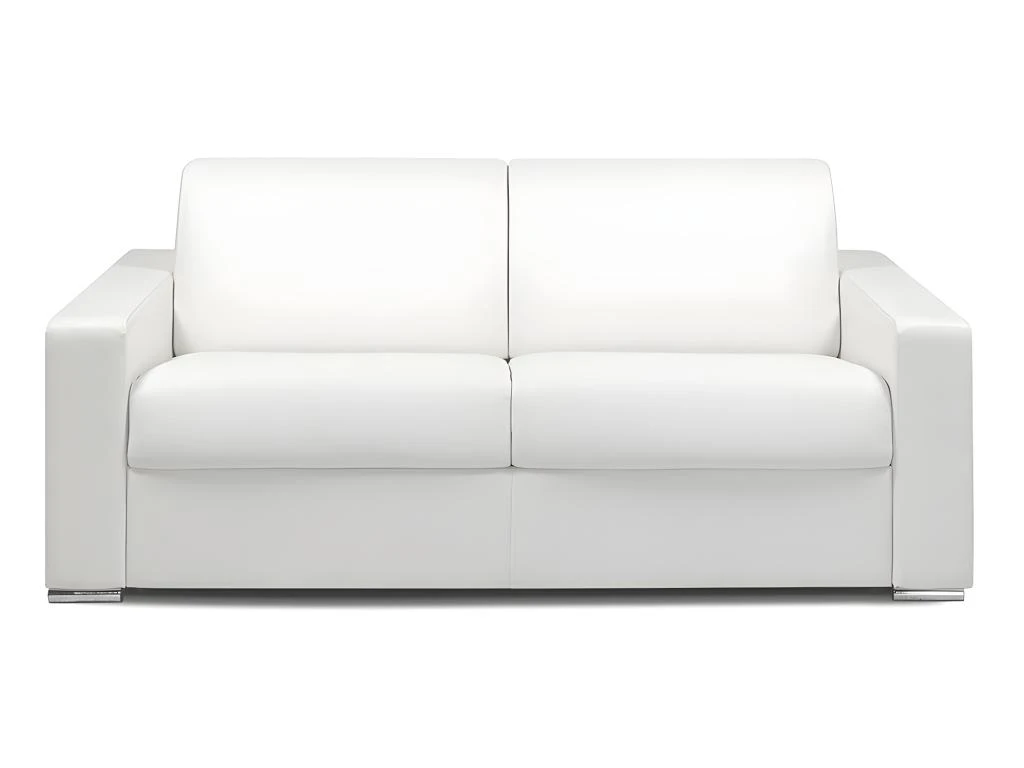 Canapé 3 Places Convertible Express En Simili CALITO - Blanc - Couchage Lattes Larges 140 Cm - Matelas 22 Cm Avec Mémoire De Forme DUNLOPILLO 1 Canapé 3 Places Convertible Express En Simili CALITO - Blanc - Couchage Lattes Larges 140 Cm - Matelas 22 Cm Avec Mémoire De Forme DUNLOPILLO