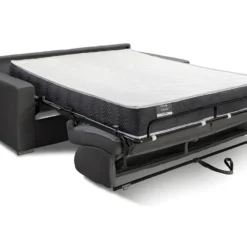 Canapé 4 Places Convertible Express En Simili CALITO - Gris - Couchage Lattes Larges 160 Cm - Matelas 22 Cm Avec Mémoire De Forme DUNLOPILLO -Promos Chesteris Boutique canape 489729