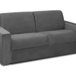 Canapé 2 Places Convertible Express En Velours CALITO - Anthracite - Couchage Lattes Larges 120 Cm - Matelas 14 Cm Avec Mémoire De Forme DUNLOPILLO -Promos Chesteris Boutique canape 490575