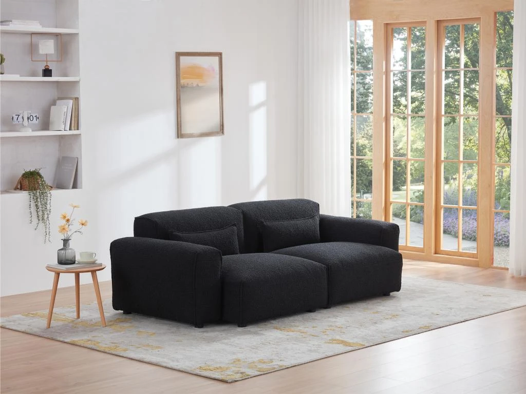 Canapé 3 Places En Tissu Sherpa Effet Peau De Mouton Noir MAGALI 1 Canapé 3 Places En Tissu Sherpa Effet Peau De Mouton Noir MAGALI