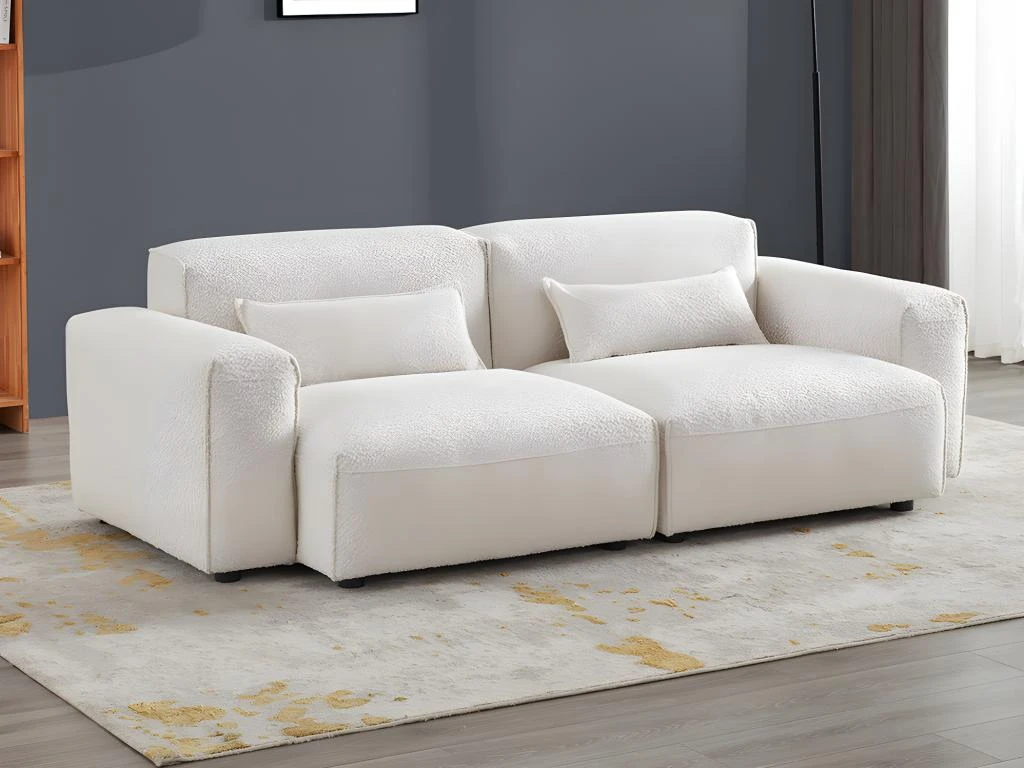 Canapé 3 Places En Tissu Sherpa Effet Peau De Mouton Blanc MAGALI 2 Canapé 3 Places En Tissu Sherpa Effet Peau De Mouton Blanc MAGALI – Image 2