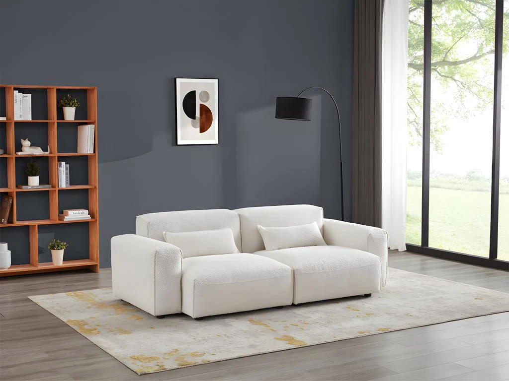 Canapé 3 Places En Tissu Sherpa Effet Peau De Mouton Blanc MAGALI 1 Canapé 3 Places En Tissu Sherpa Effet Peau De Mouton Blanc MAGALI