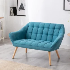 Canapé 2 Places En Tissu Bleu CASERTA