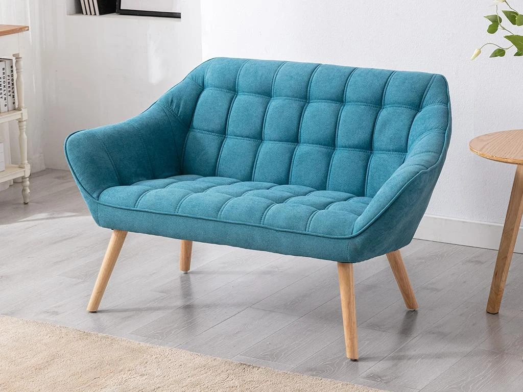 Canapé 2 Places En Tissu Bleu CASERTA 7 Canapé 2 Places En Tissu Bleu CASERTA – Image 7