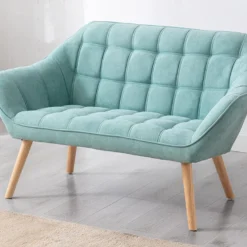 Canapé 2 Places En Tissu Vert D'eau CASERTA -Promos Chesteris Boutique canape 492105